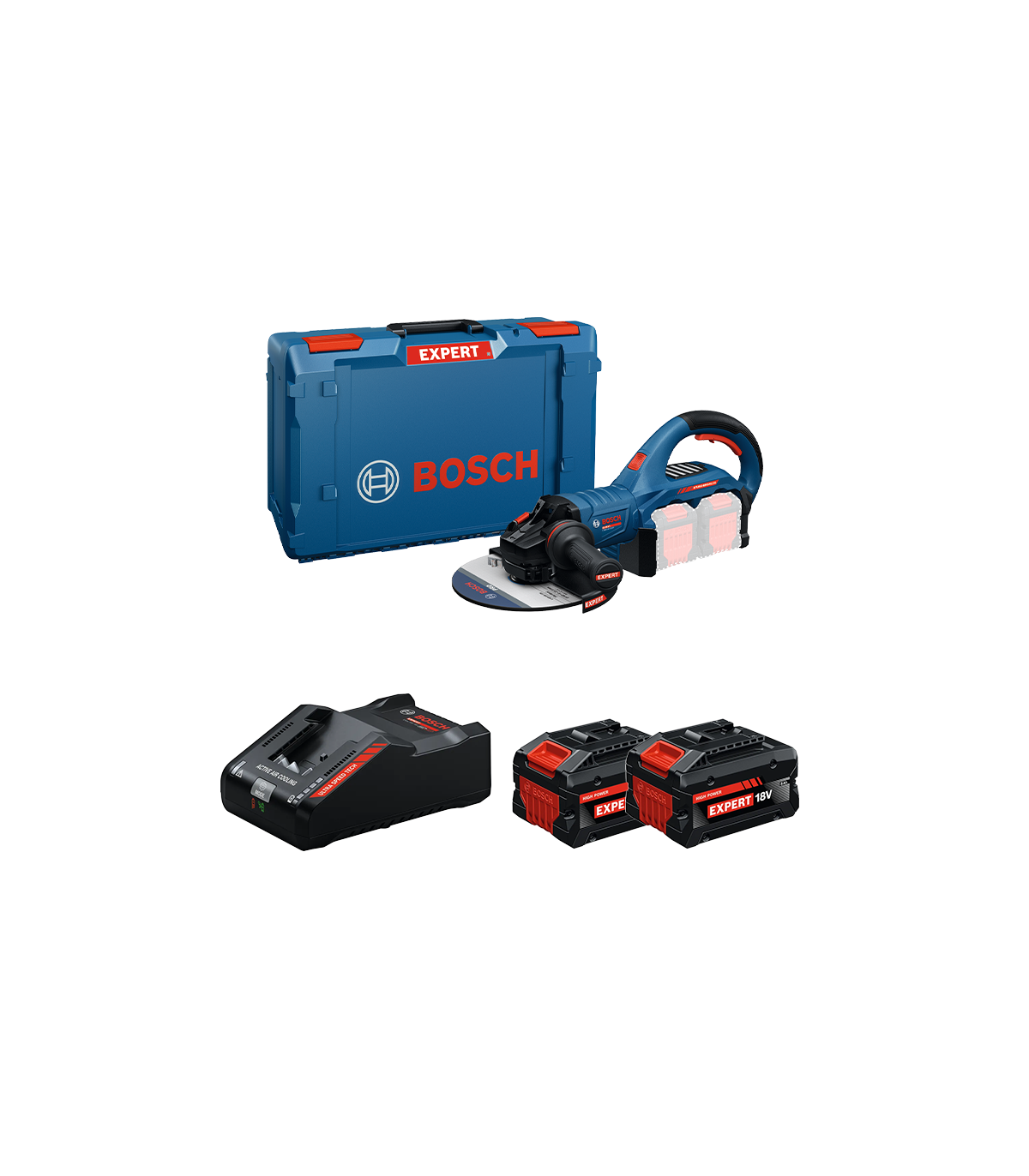 Meuleuse / Disqueuse Ø230 mm EXPERT EXWS 18V2-230 P + 2 Batteries EXPERT 8 Ah + 1 Chargeur EXAL18V-160 BOSCH