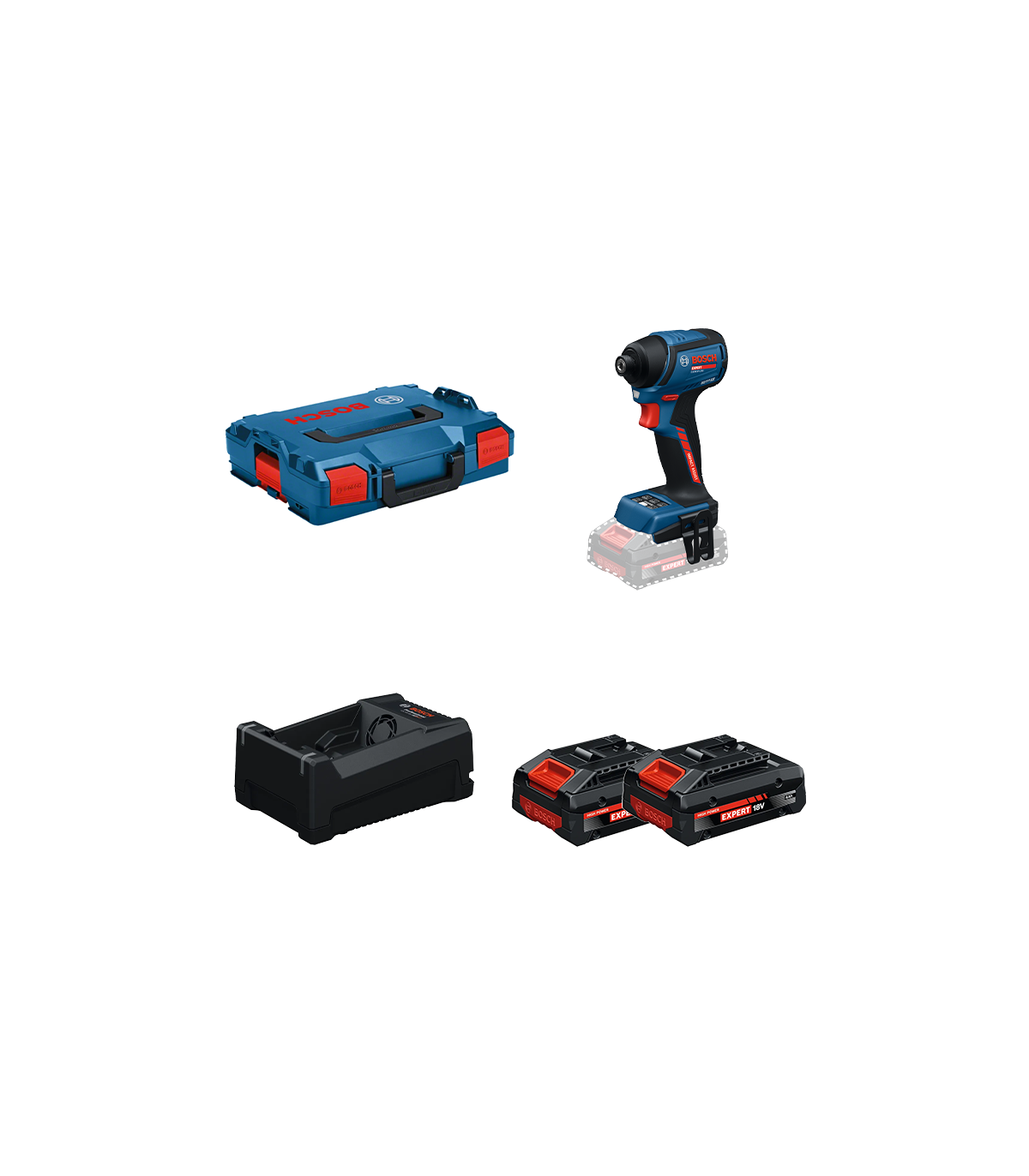Visseuse à chocs EXPERT EXDR18V-230 + 2 Batteries EXPERT 4 Ah + 1 Chargeur GAL 12V/18V-80 BOSCH