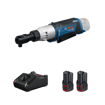 Clé à cliquet GRC 12V-60 3/8 SN + 2 batteries 12V 3 Ah + chargeur GAL 12V-40 BOSCH