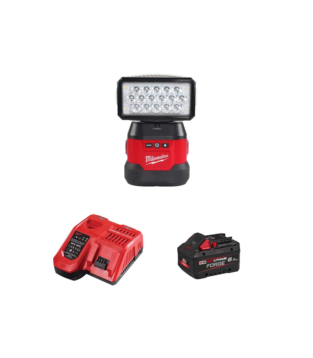 Projecteur de chantier M18 URSL-0 + 1 batterie HB 8 Ah + chargeur M12-18 FC MILWAUKEE