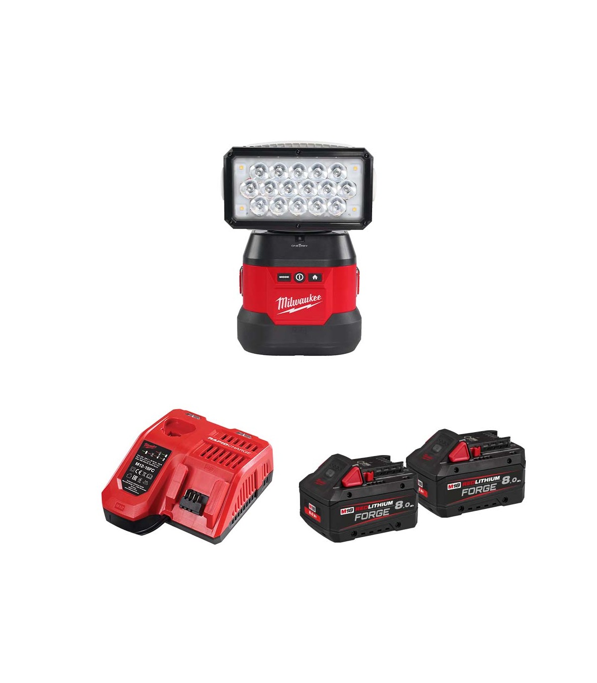 Projecteur de chantier M18 URSL-0 + 2 batteries HB 8 Ah + chargeur M12-18 FC MILWAUKEE