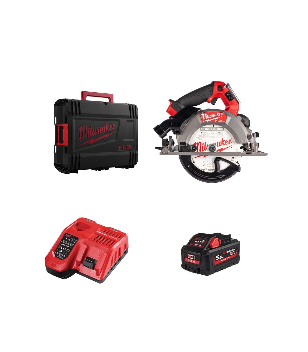 Scie circulaire Ø165 mm 18V M18 FCSDC165-0C + 1 batterie HB 5,5 Ah + chargeur M12-18 FC MILWAUKEE