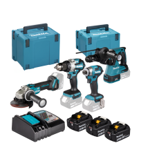 Pack de 4 machines 18V DLX4196JX1 (DGA504 + DDF489Z + DHR243 + DTD173) MAKITA