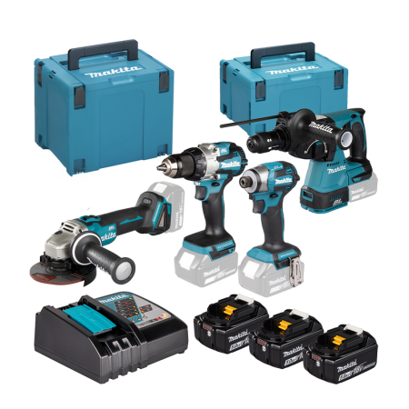 Pack de 4 machines 18V DLX4196JX1 (DGA504 + DDF489Z + DHR243 + DTD173) MAKITA