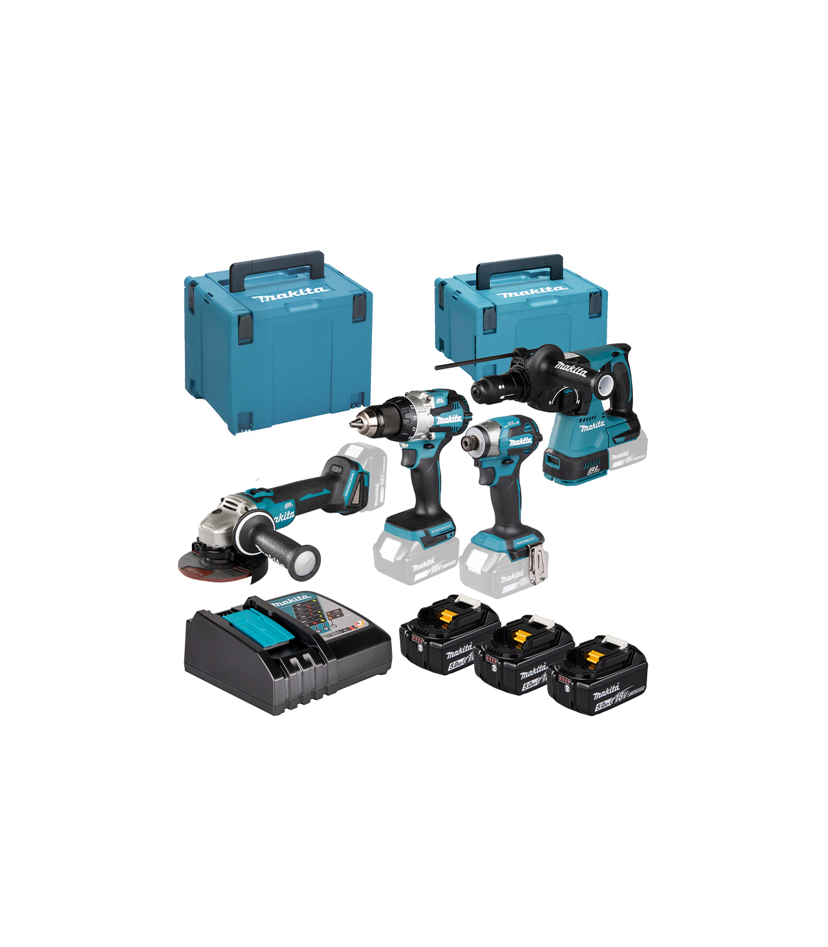 Pack de 4 machines 18V DLX4196JX1 (DGA504 + DDF489Z + DHR243 + DTD173) MAKITA