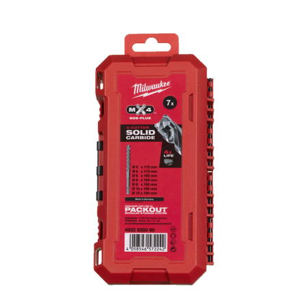 Coffret de 7 forets à béton SDS-Plus 4 taillants Ø5-12mm MILWAUKEE