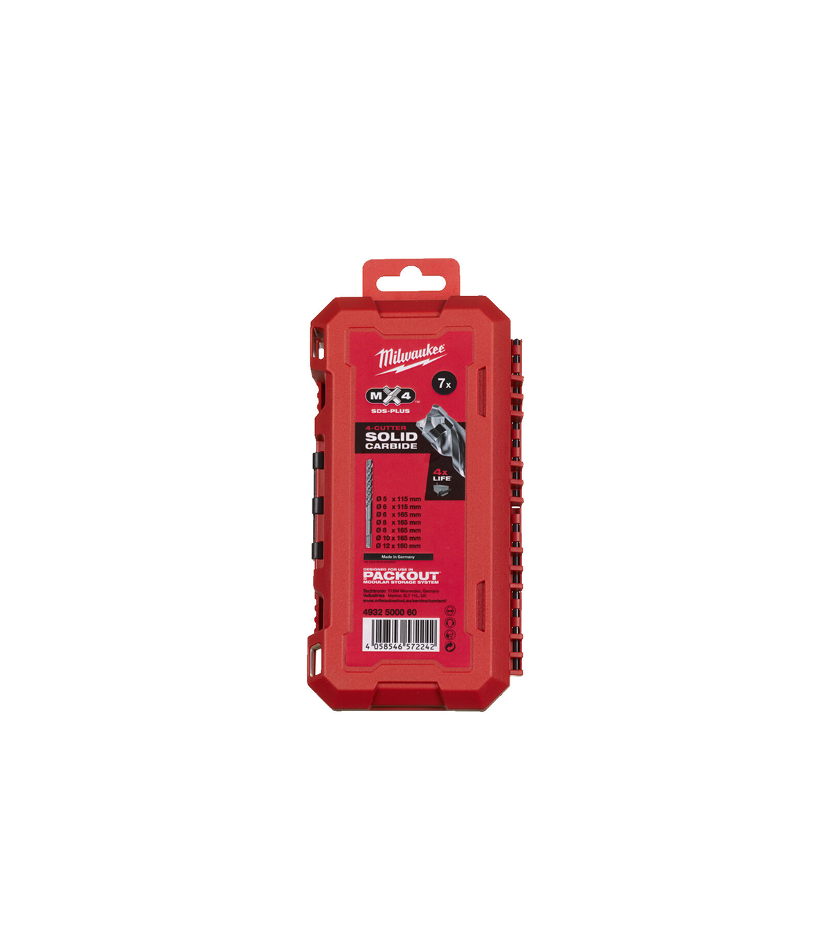 Coffret de 7 forets à béton SDS-Plus 4 taillants Ø5-12mm MILWAUKEE