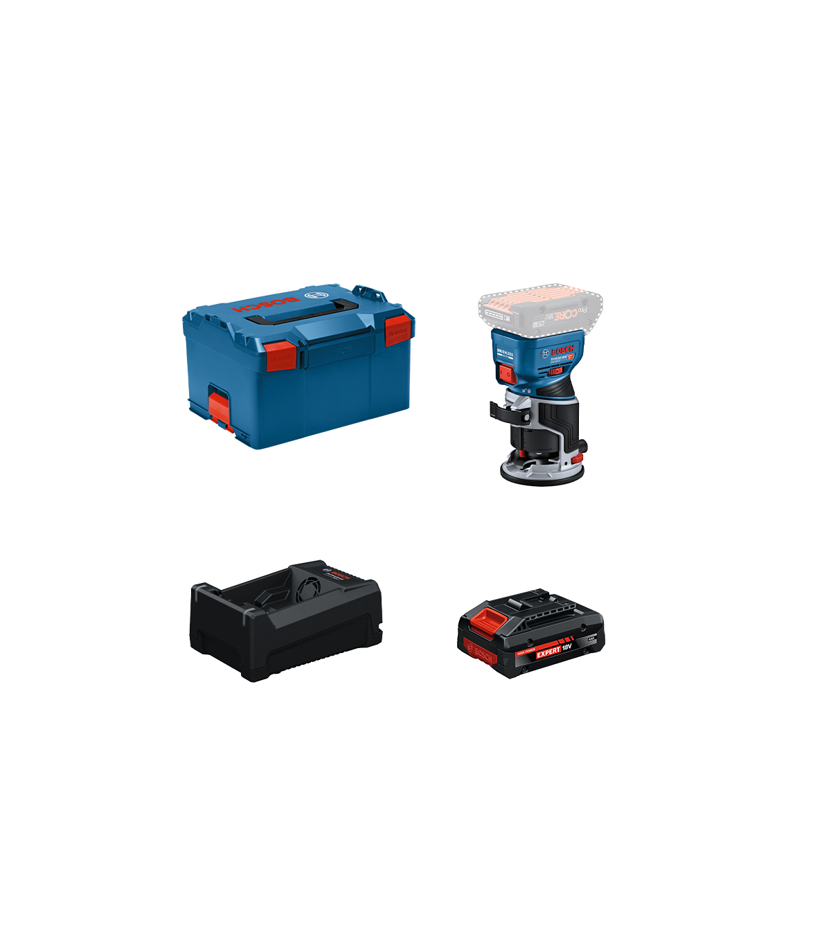 Affleureuse GKF 18V-8 + 1 Batterie EXPERT 4 Ah + 1 Chargeur GAL 12V/18V-80 BOSCH