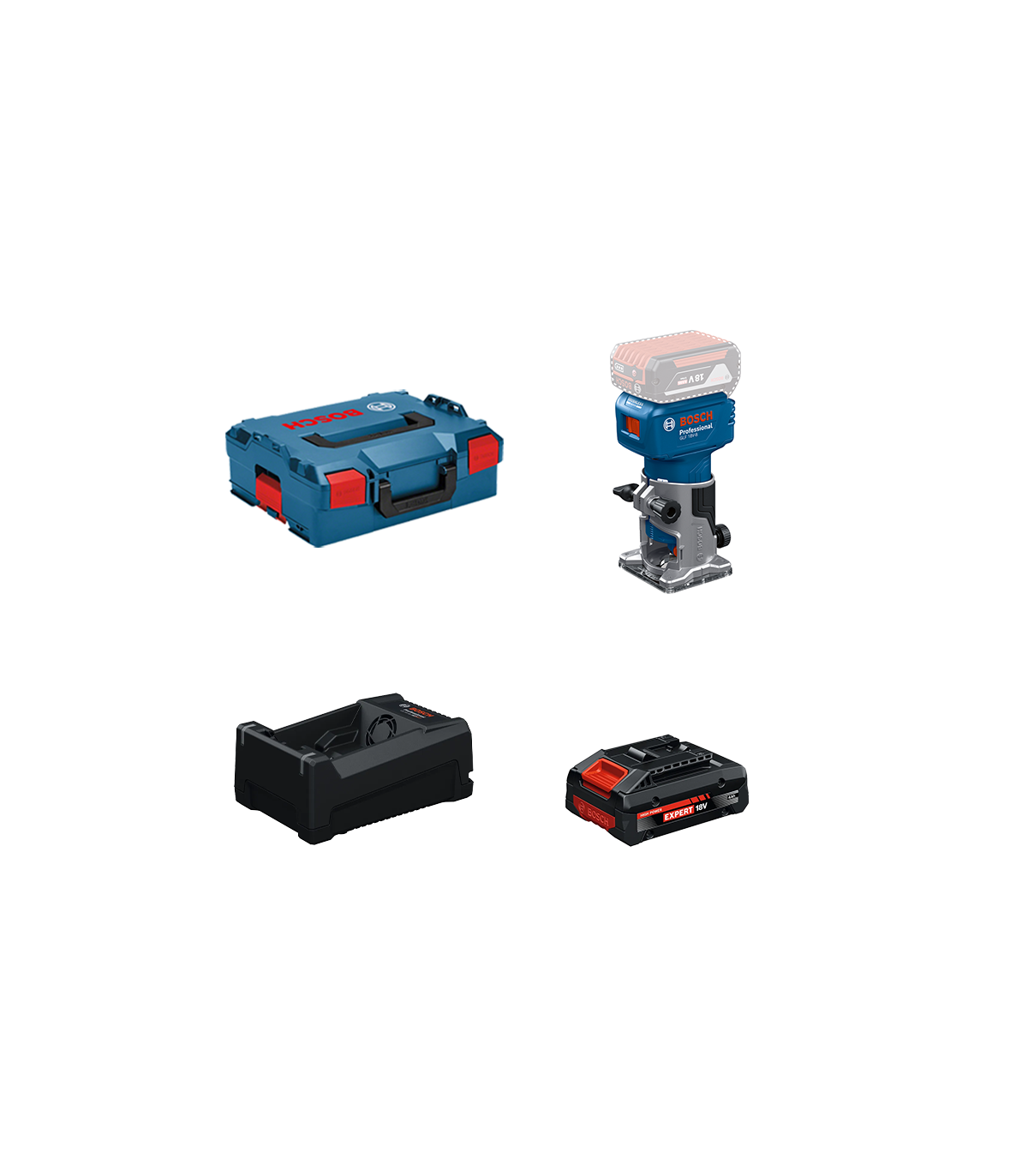 Affleureuse GLF 18V-8 + 1 Batterie EXPERT 4 Ah + 1 Chargeur GAL 12V/18V-80 BOSCH
