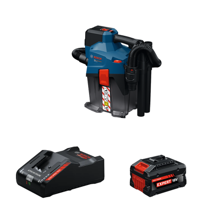 Aspirateur à batterie eau et poussière GAS 18V-6LS + 1 Batterie EXPERT 8 Ah + 1 Chargeur EXAL18V-160 BOSCH