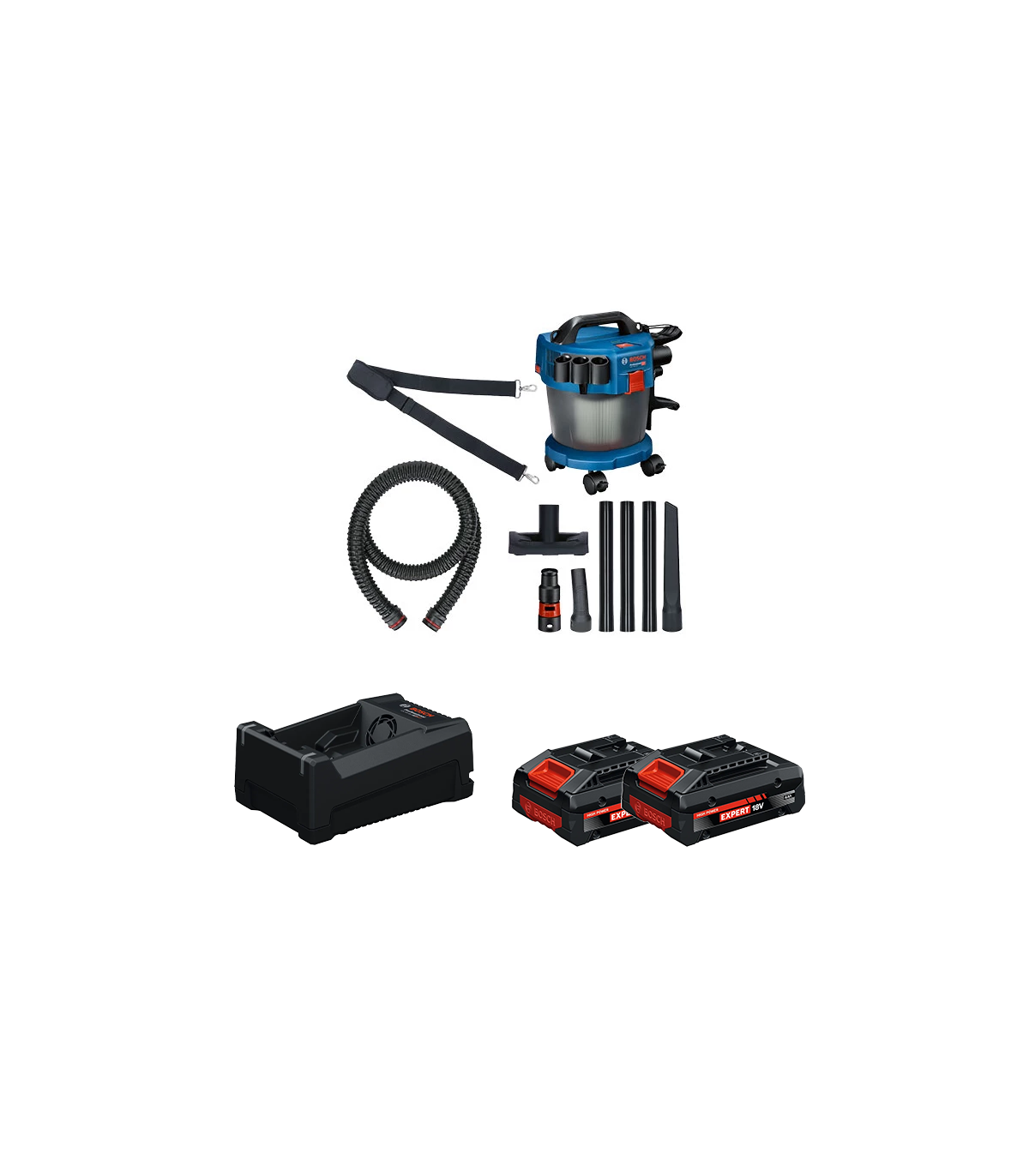 Aspirateur sans fil GAS 18V-10L + 2 Batteries EXPERT 4 Ah + 1 Chargeur GAL 12V/18V-80 BOSCH