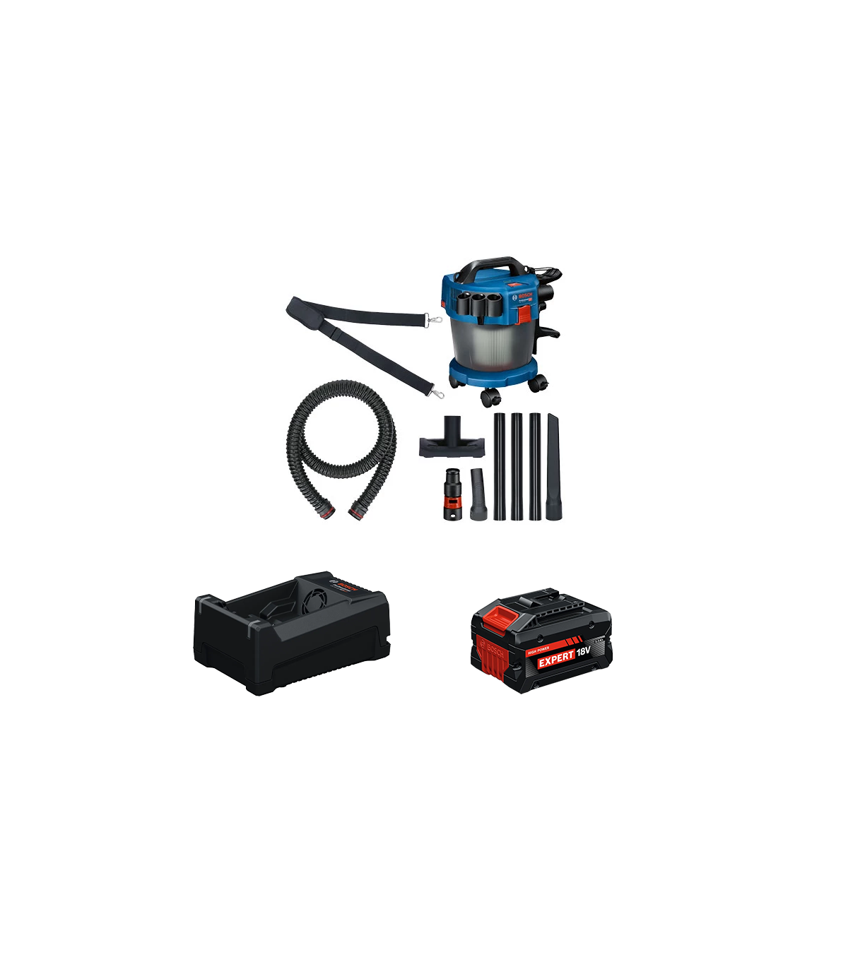 Aspirateur sans fil GAS 18V-10L + 1 Batterie EXPERT 5,5 Ah + 1 Chargeur GAL 12V/18V-80 BOSCH