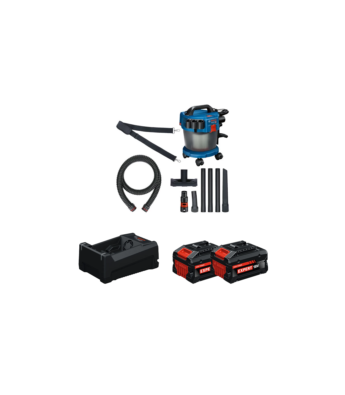 Aspirateur sans fil GAS 18V-10L + 2 Batteries EXPERT 5,5 Ah + 1 Chargeur GAL 12V/18V-80 BOSCH