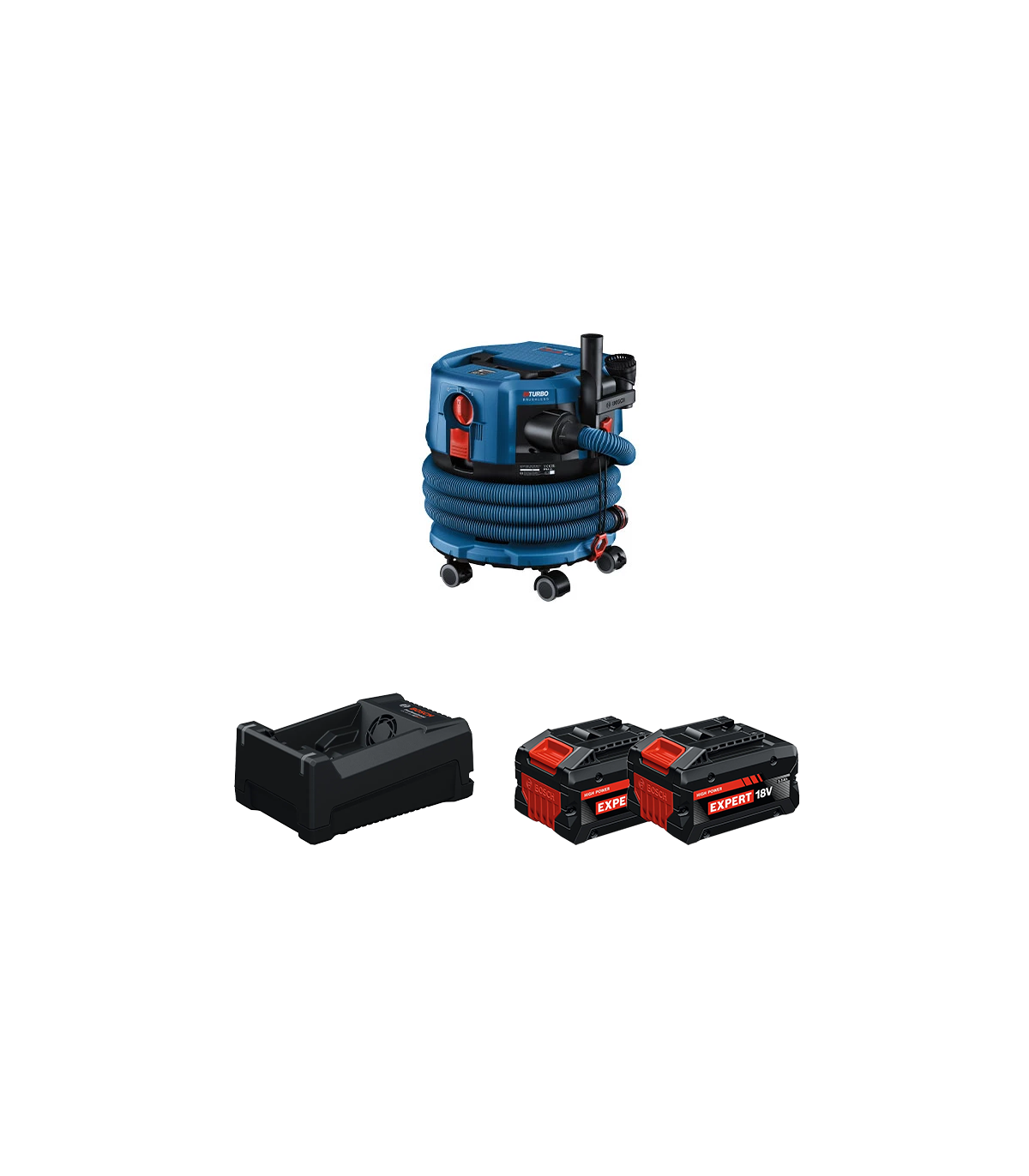 Aspirateur GAS 18V-12 MC + 2 Batteries EXPERT 5,5 Ah + 1 Chargeur GAL 12V/18V-80 BOSCH