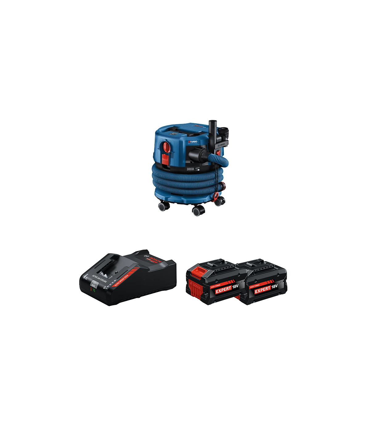 Aspirateur GAS 18V-12 MC + 2 Batteries EXPERT 8 Ah + 1 Chargeur EXAL18V-160 BOSCH