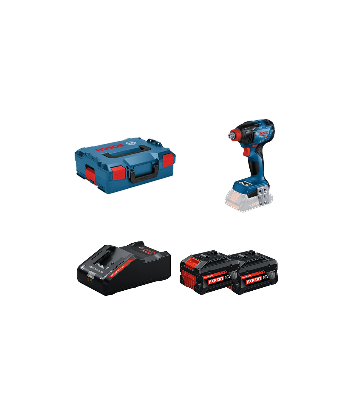 Visseuse à chocs / boulonneuse GDX 18V-210 C + 2 Batteries EXPERT 8 Ah + 1 Chargeur EXAL18V-160 BOSCH