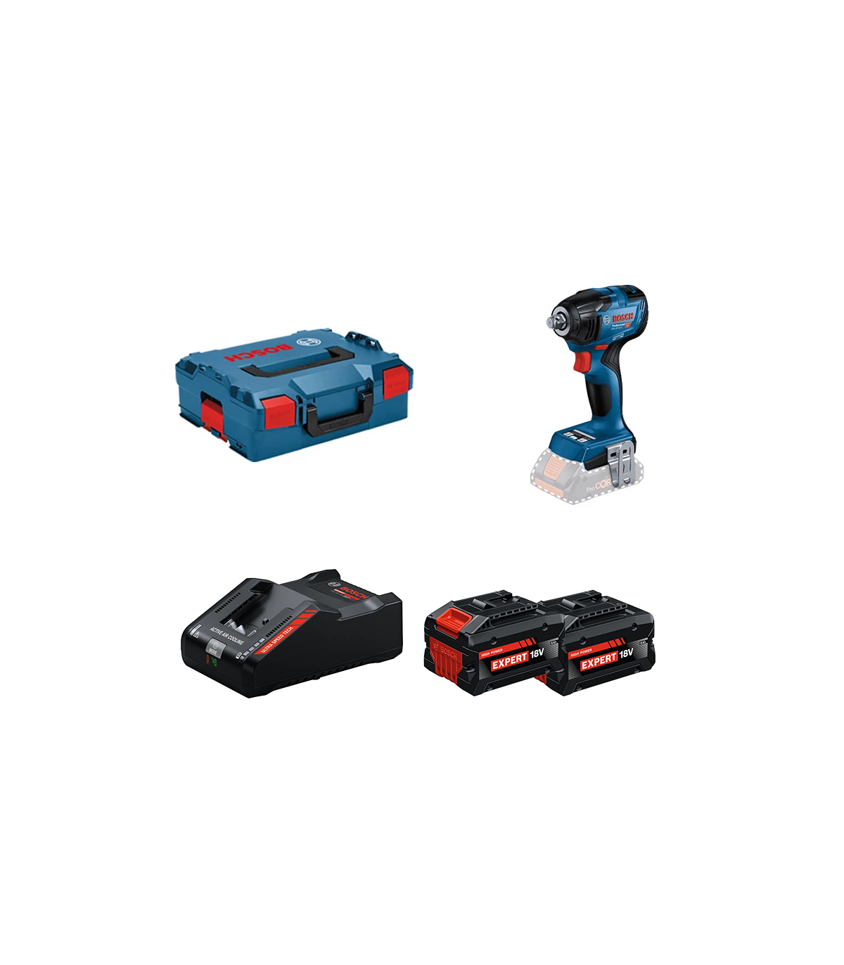 Boulonneuse GDS 18V-210 C + 2 Batteries EXPERT 8 Ah + 1 Chargeur EXAL18V-160 BOSCH