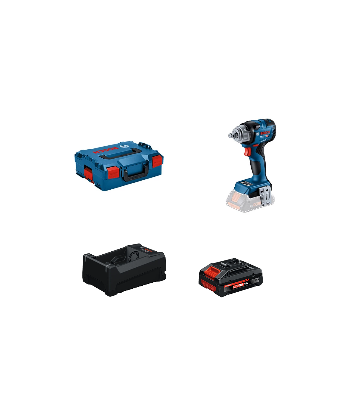 Boulonneuse GDS 18V-330 HC + 1 Batterie EXPERT 4 Ah + 1 Chargeur GAL 12V/18V-80 BOSCH