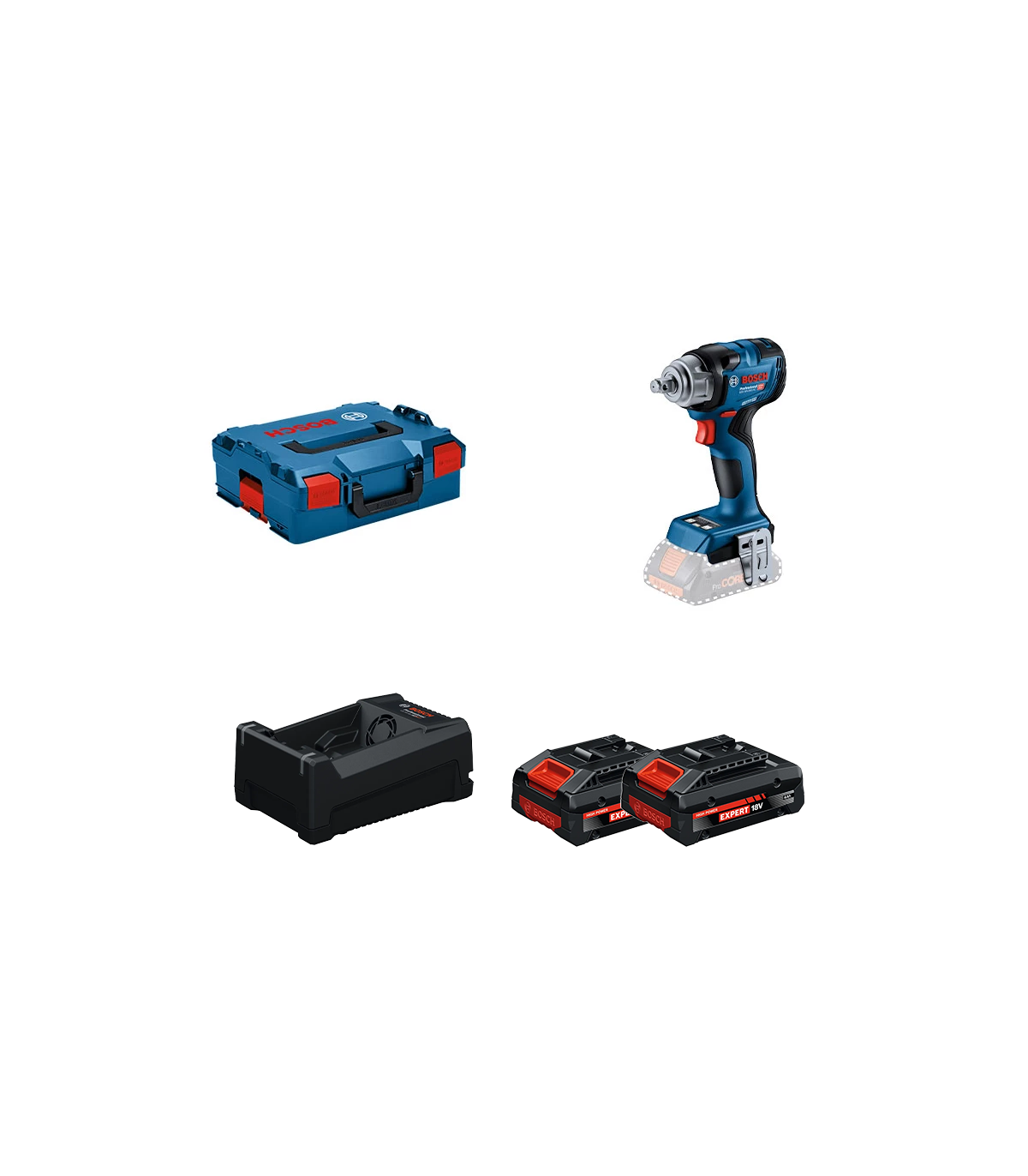 Boulonneuse GDS 18V-330 HC + 2 Batteries EXPERT 4 Ah + 1 Chargeur GAL 12V/18V-80 BOSCH