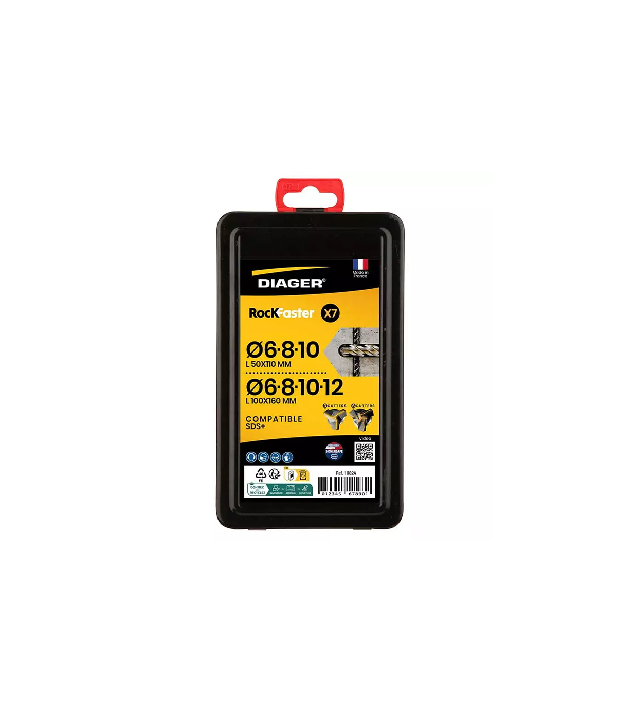 Coffret de 7 forets béton SDS PLUS ROCKFASTER DIAGER
