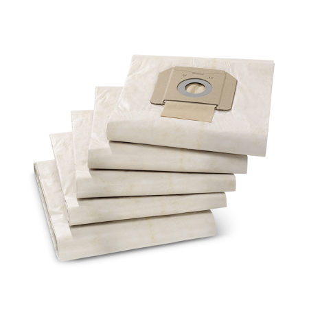 Lot de 5 Sacs filtrants papier 3 couches pour aspirateur KARCHER