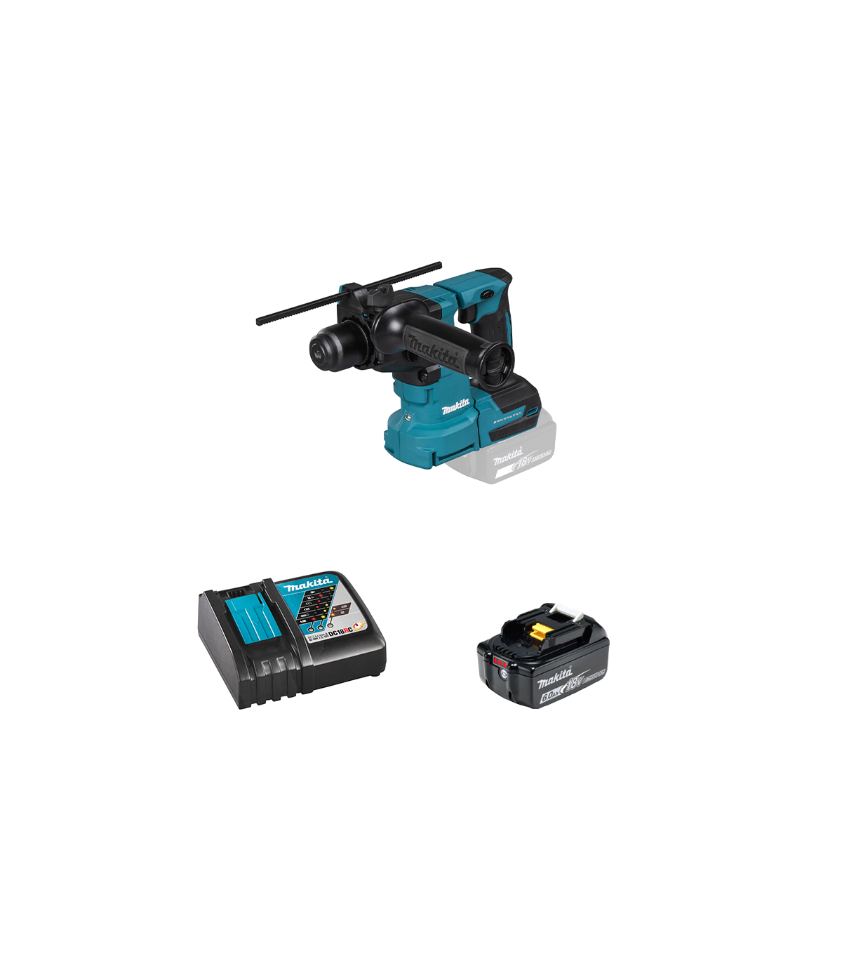 Perforateur 18V SDS-Plus DHR183Z + 1 batterie BL1860B 18V 6 Ah + chargeur rapide DC18RC MAKITA