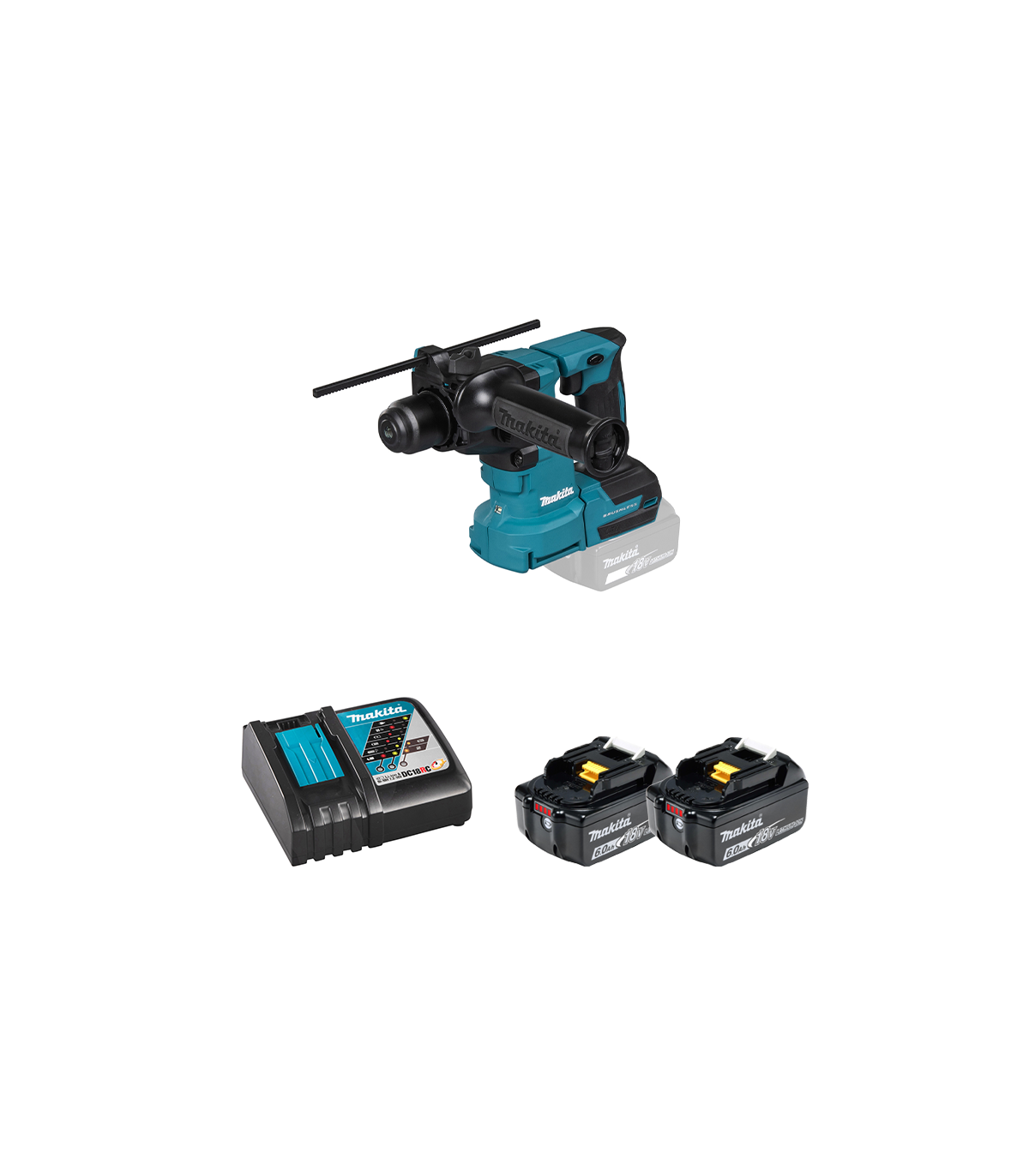 Perforateur 18V SDS-Plus DHR183Z + 2 batteries BL1860B 18V 6 Ah + chargeur rapide DC18RC MAKITA