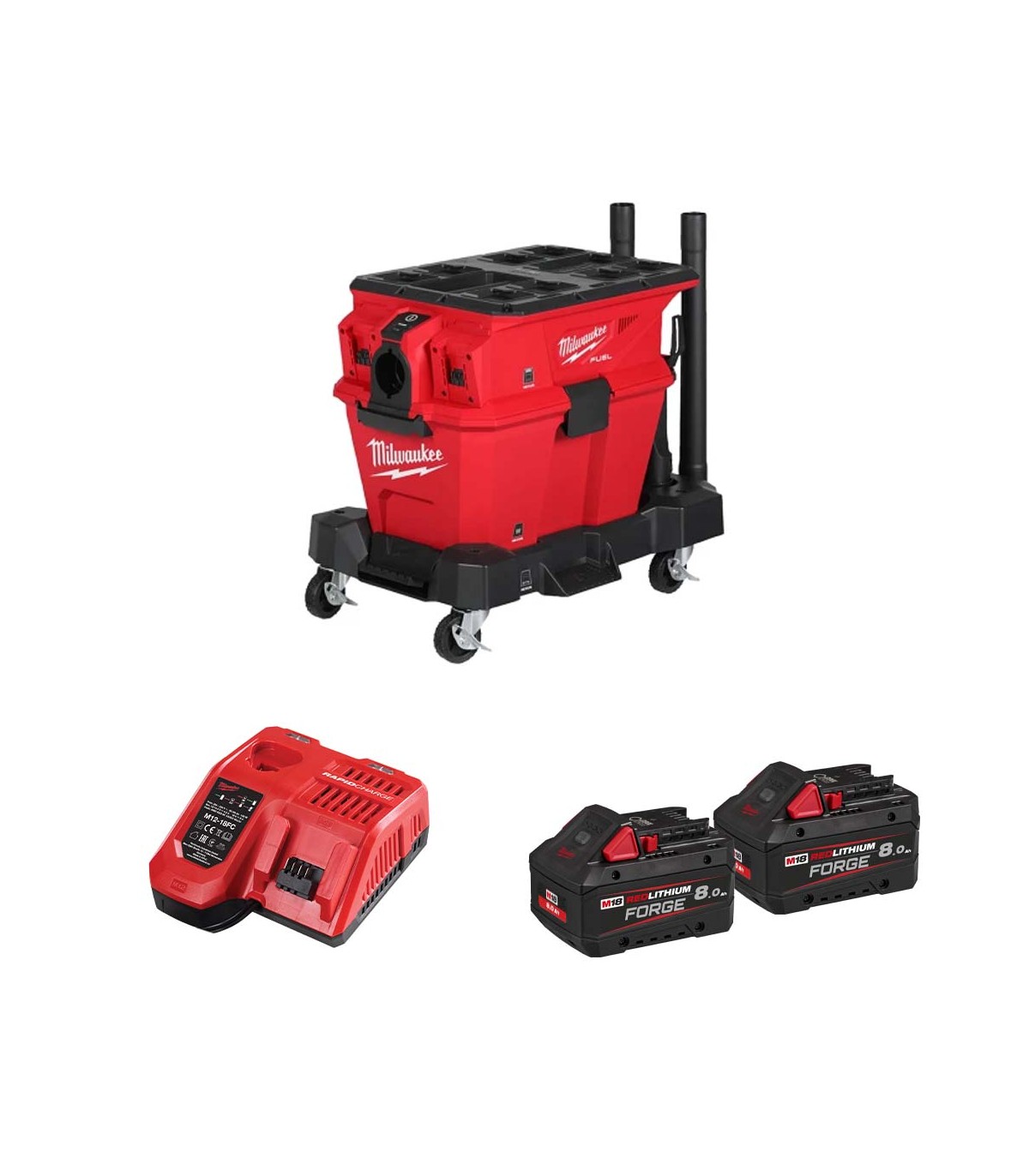 Aspirateur Nexus 18V M18 F2VC23LG2-0 23 L CLASSE L + 2 batteries HB 8 Ah + M12-18 FC MILWAUKEE