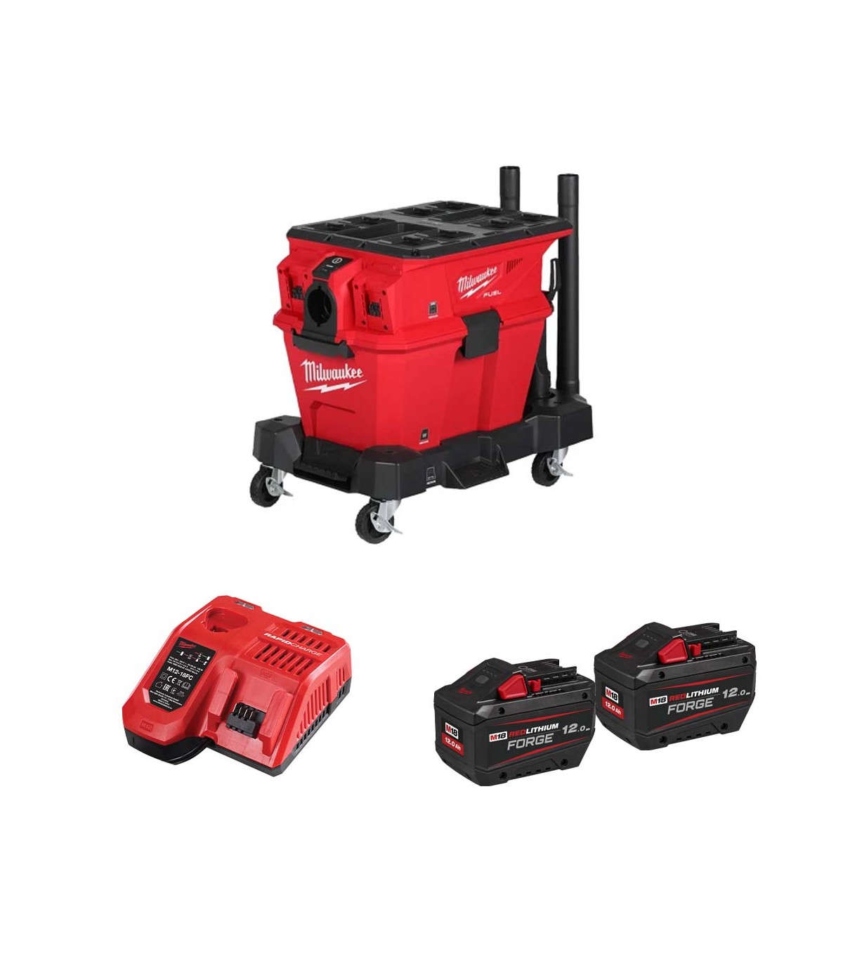 Aspirateur Nexus 18V M18 F2VC23LG2-0 23 L CLASSE L + 2 batteries HB 12 Ah + M12-18 FC MILWAUKEE