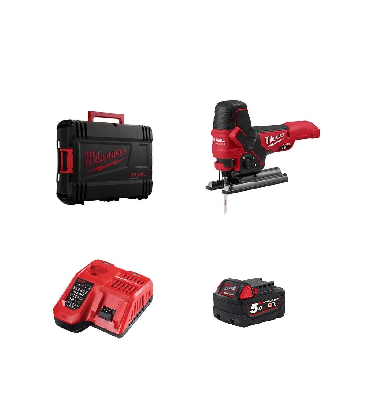 Scie sauteuse 18V M18 FBJS-0X + 1 batterie 18V 5 Ah + chargeur M12-18FC MILWAUKEE