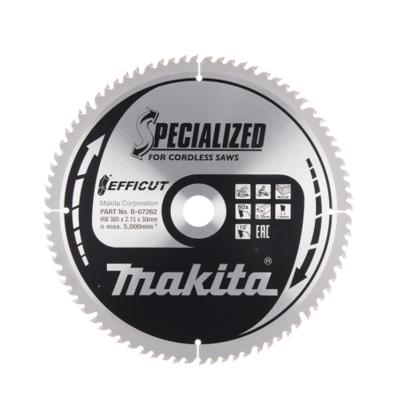 Lame carbure de scie circulaire EFFICUT Bois Ø305 mm 80 dents MAKITA