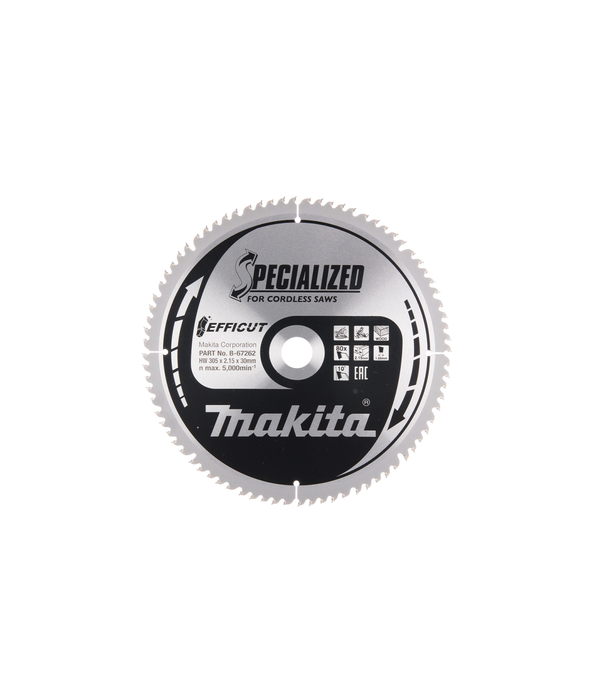 Lame carbure de scie circulaire EFFICUT Bois Ø305 mm 80 dents MAKITA
