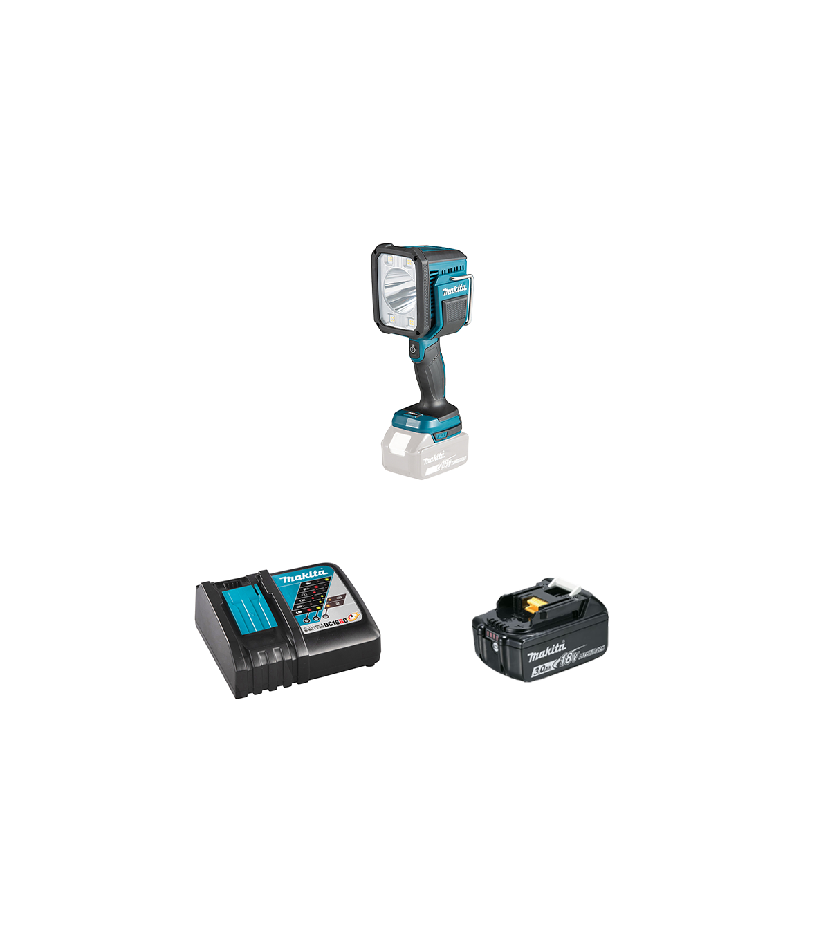 Lampe torche 14,4/18 V DEBDML812 + 1 batterie BL1830B 18V 3 Ah + chargeur rapide DC18RC MAKITA