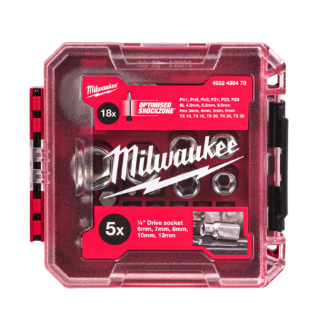 Coffret 25 pièces clé à cliquet compact 1/4" MILWAUKEE