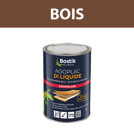 Colle contact néoprène Bois liquide Agoplac DI 1L BOSTIK
