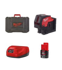 Laser 2 lignes vert 12V M12 CLLP + 1 batterie 3 Ah 12 V + C12C MILWAUKEE