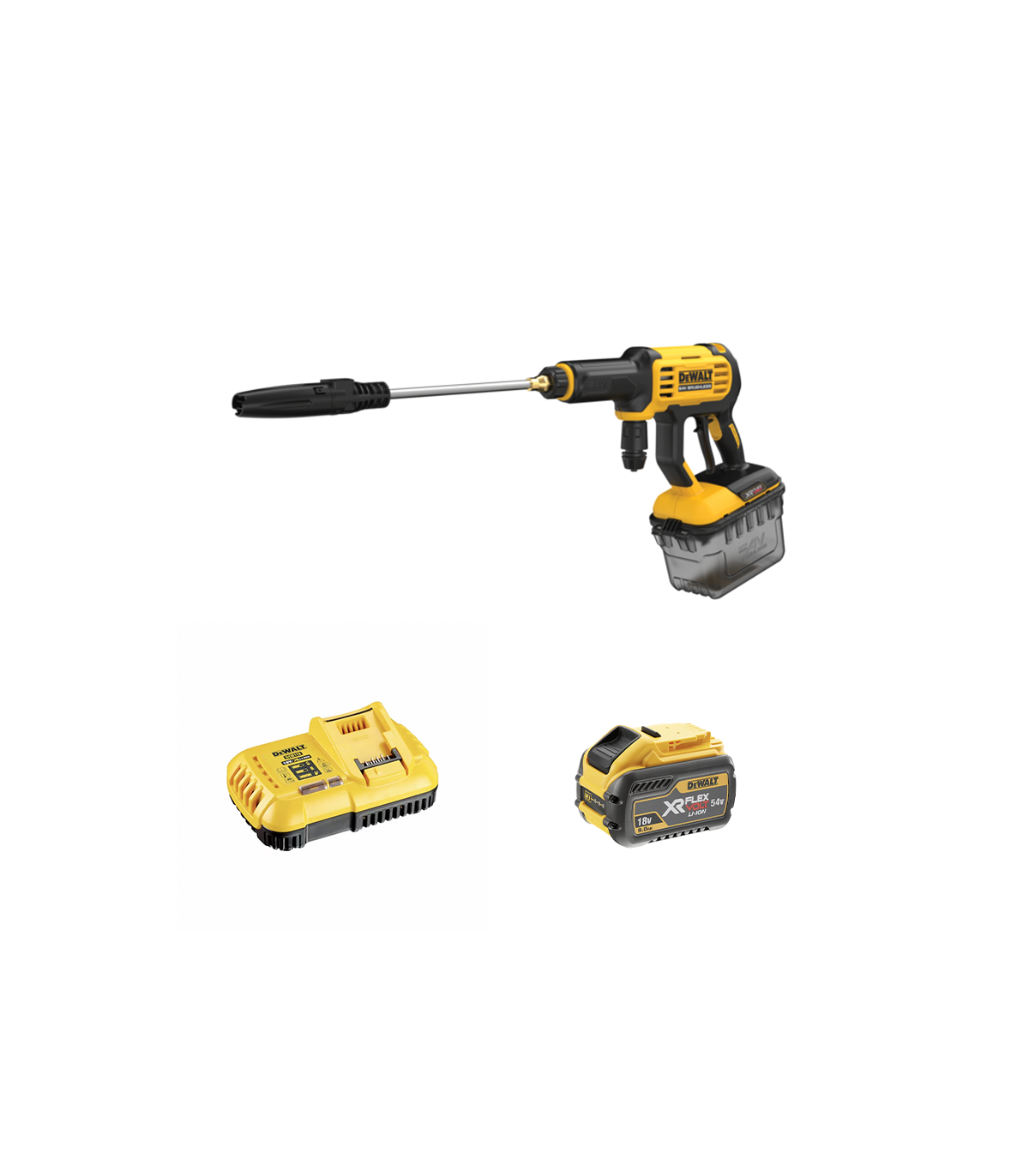 Nettoyeur à pression 54V DCMPW1000N-XJ + 1 batterie 18/54V 9-3Ah + 1 chargeur DCB118-QW DEWALT