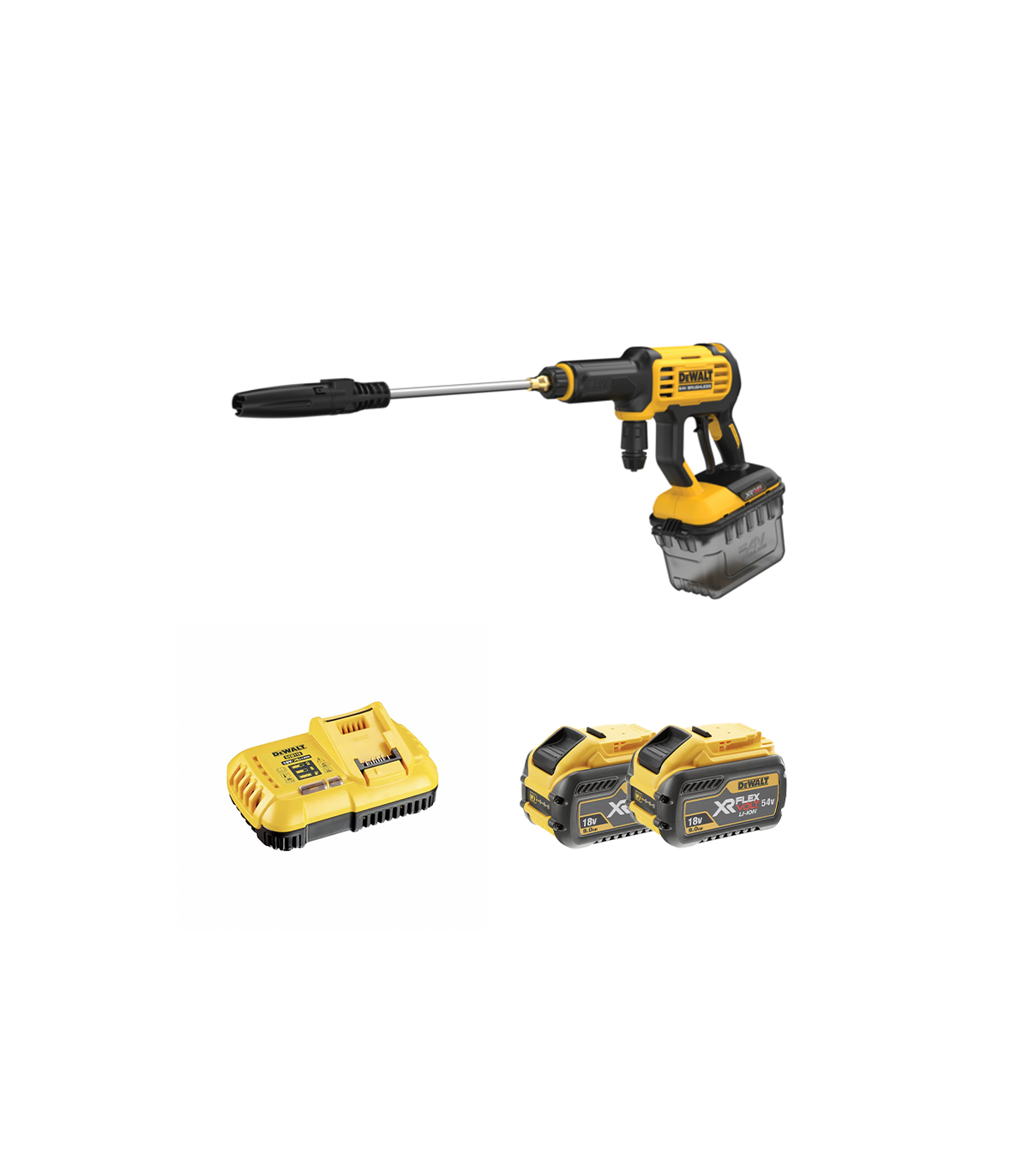 Nettoyeur à pression 54V DCMPW1000N-XJ + 2 batteries 18/54V 9-3Ah + 1 chargeur DCB118-QW DEWALT