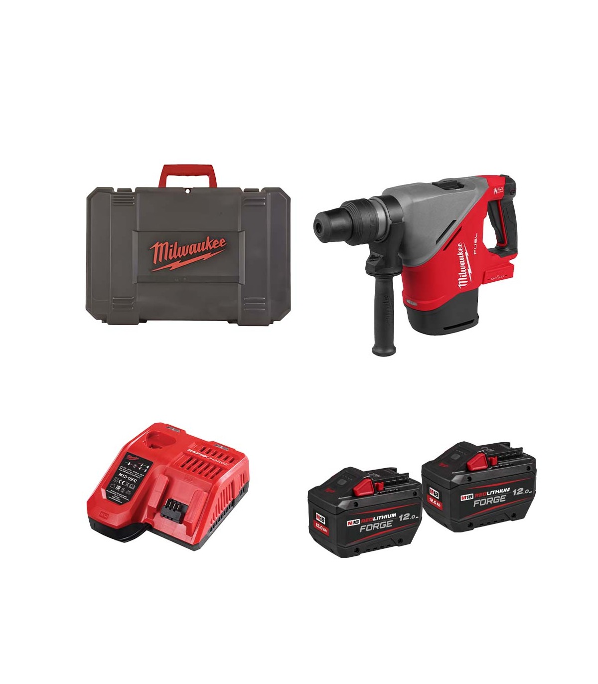 Perforateur SDS MAX 18V M18 FHACO540-0C + 2 batteries HB 12 Ah + M12-18 FC MILWAUKEE