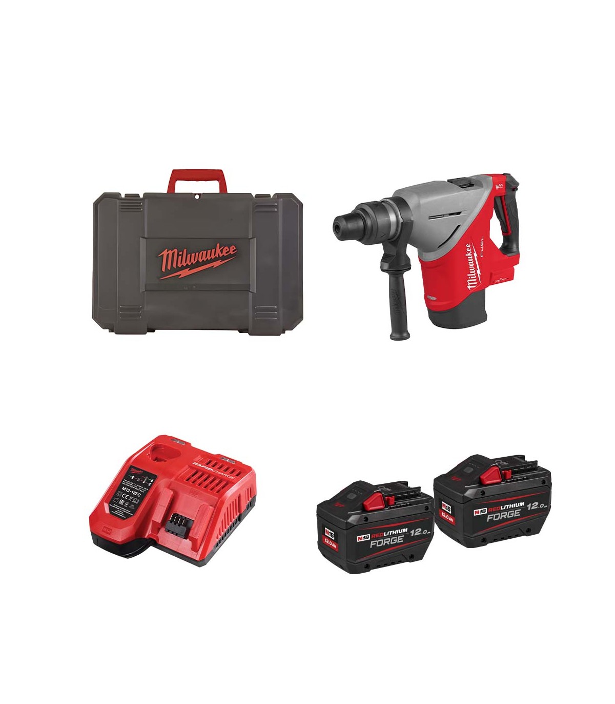 Perforateur SDS MAX 18V M18 FHACO745-122C + 2 batteries HB 12 Ah + M12-18 FC MILWAUKEE