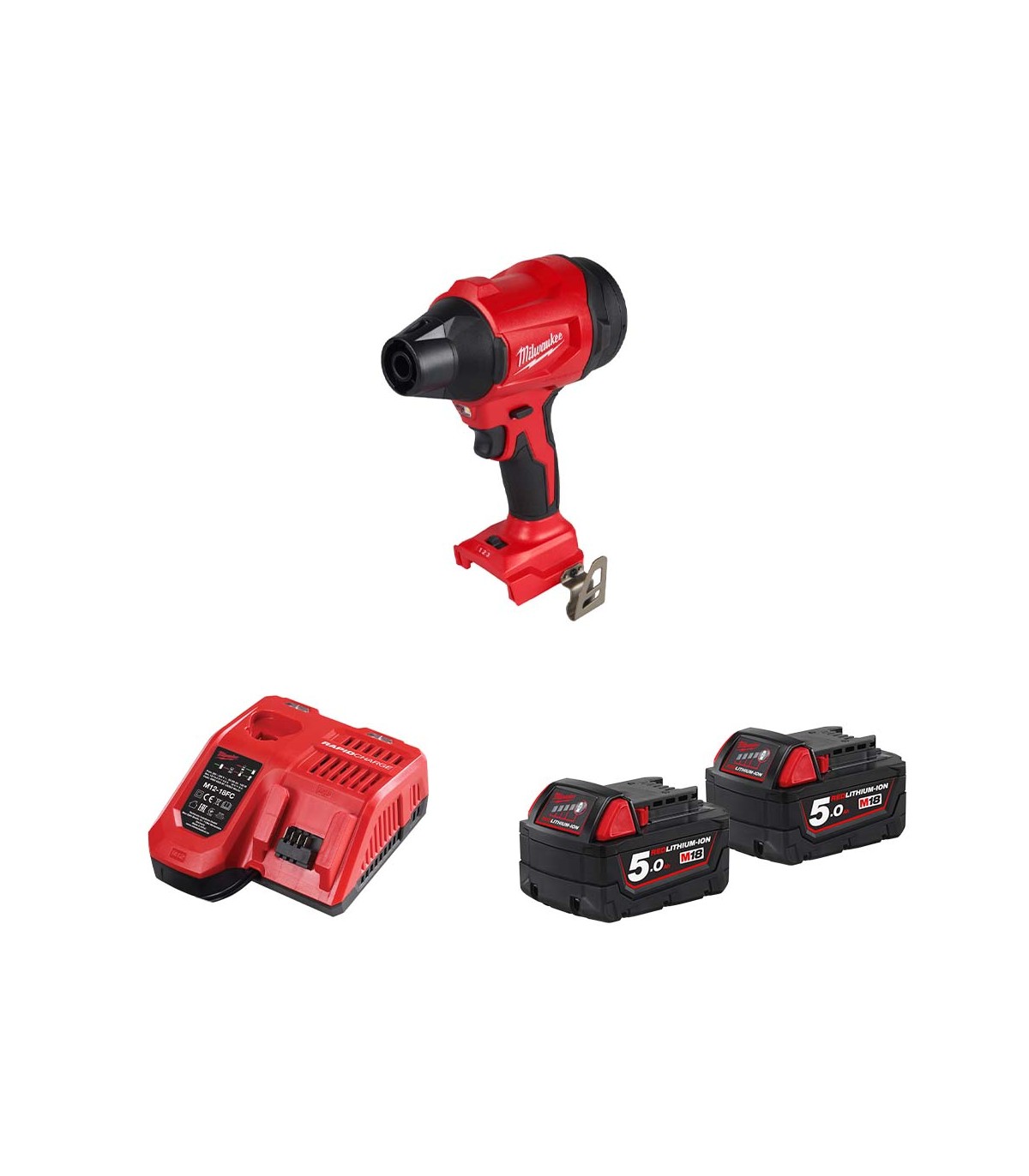 Souffleur à poussière M18 BLHSB-0 + 2 batteries 5 Ah + M12-18 FC MILWAUKEE