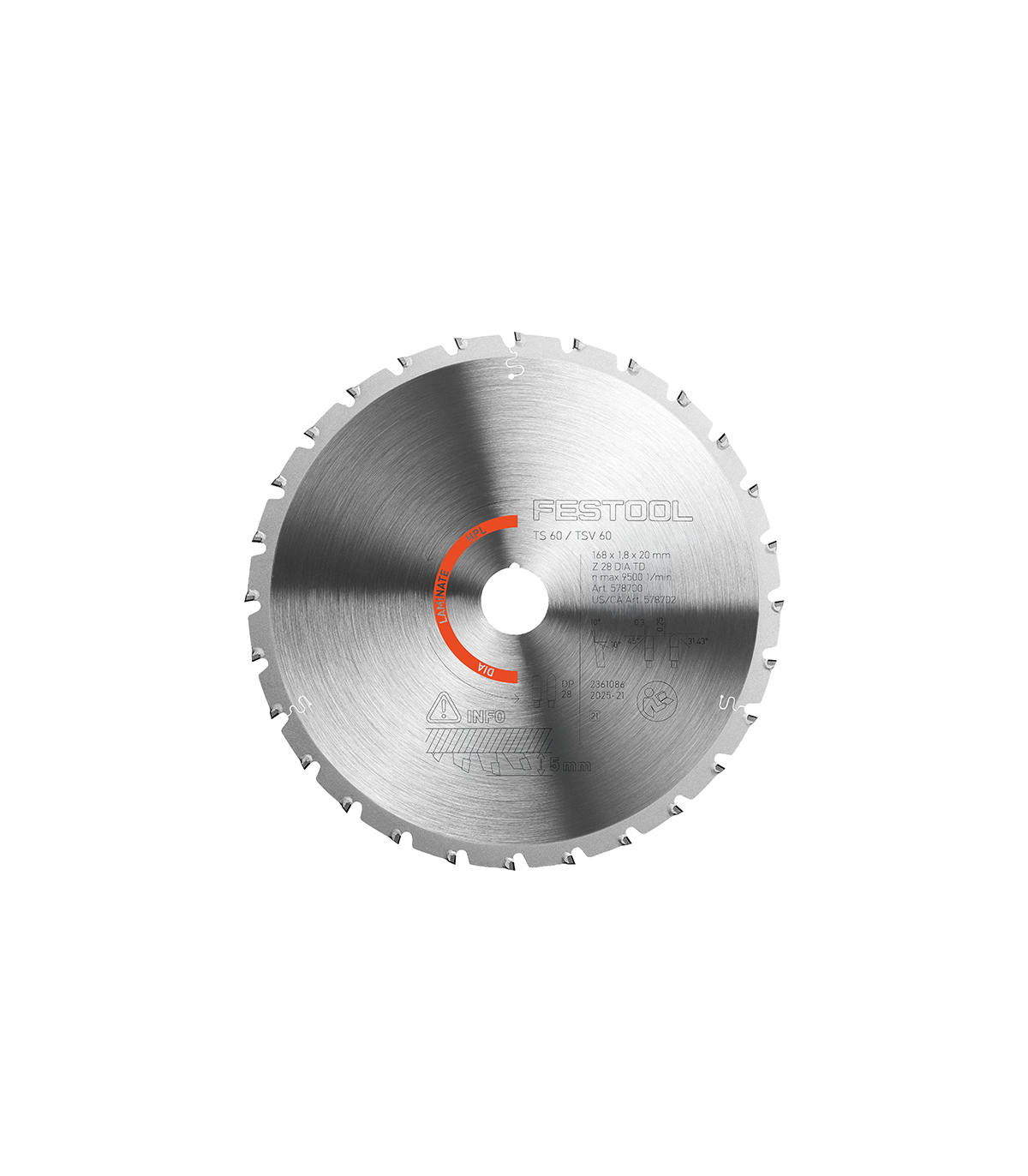 Lame de scie circulaire diamant pour matériaux abrasifs 168x1,8x20 TD28 FESTOOL