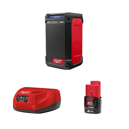 Radio Bluetooth 12V M12 RCDAB+-0 + 1 batterie 2 Ah 12 V + chargeur C12C MILWAUKEE