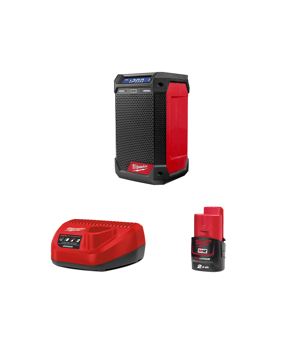 Radio Bluetooth 12V M12 RCDAB+-0 + 1 batterie 2 Ah 12 V + chargeur C12C MILWAUKEE