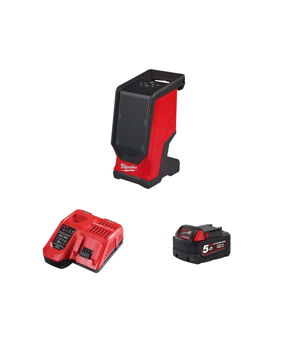 Enceinte de chantier 18V M18 SPEJSG2-0 + 1 batterie 5 Ah + chargeur M12-18 FC MILWAUKEE