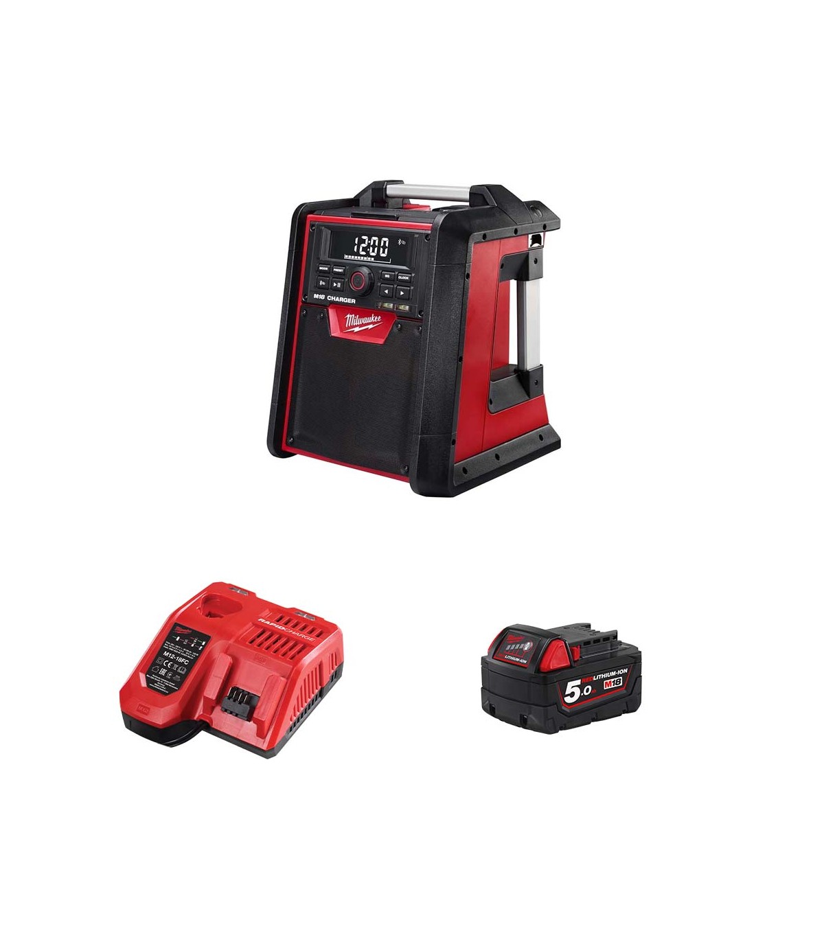 Radio Bluetooth 18V M18 RC-0 + 1 batterie 5 Ah + chargeur M12-18 FC MILWAUKEE
