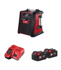 Radio Bluetooth 18V M18 RC-0 + 2 batteries 5 Ah + chargeur M12-18 FC MILWAUKEE