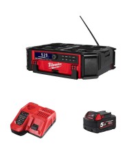 Radio Bluetooth Packout 18V M18 PRCDAB+-0 + 1 batterie 5 Ah + chargeur M12-18 FC MILWAUKEE