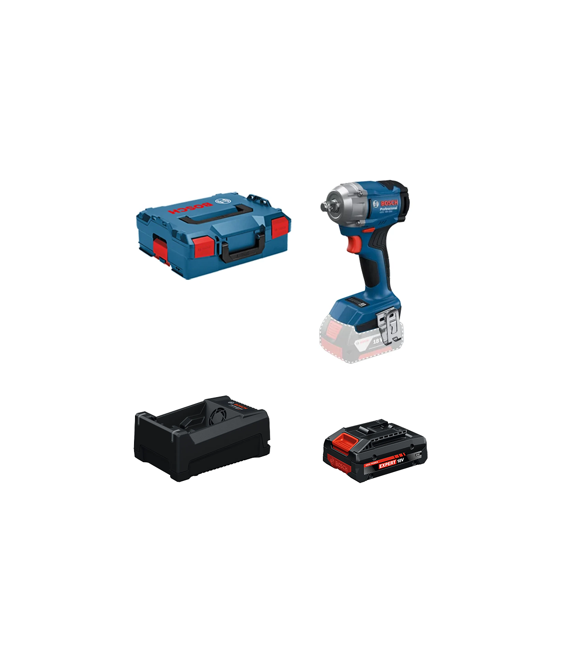 Boulonneuse GDS 18V-350 + 1 Batterie EXPERT 4 Ah + 1 Chargeur GAL 12V/18V-80 BOSCH