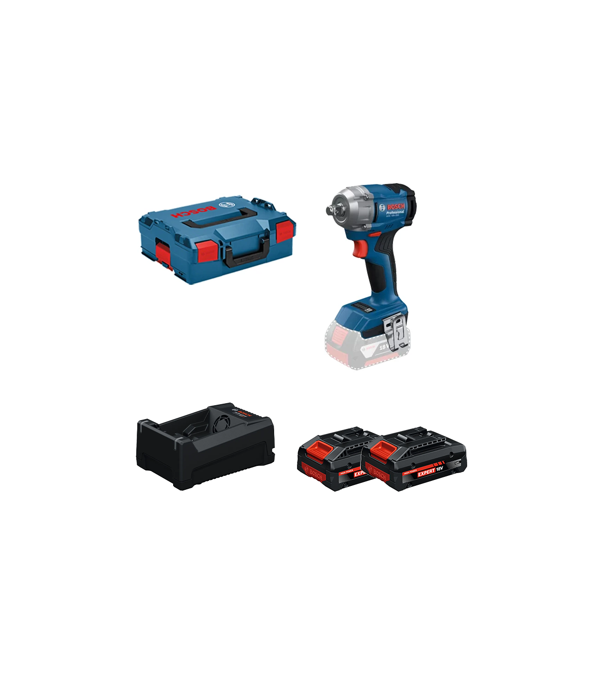 Boulonneuse GDS 18V-350 + 2 Batteries EXPERT 4 Ah + 1 Chargeur GAL 12V/18V-80 BOSCH